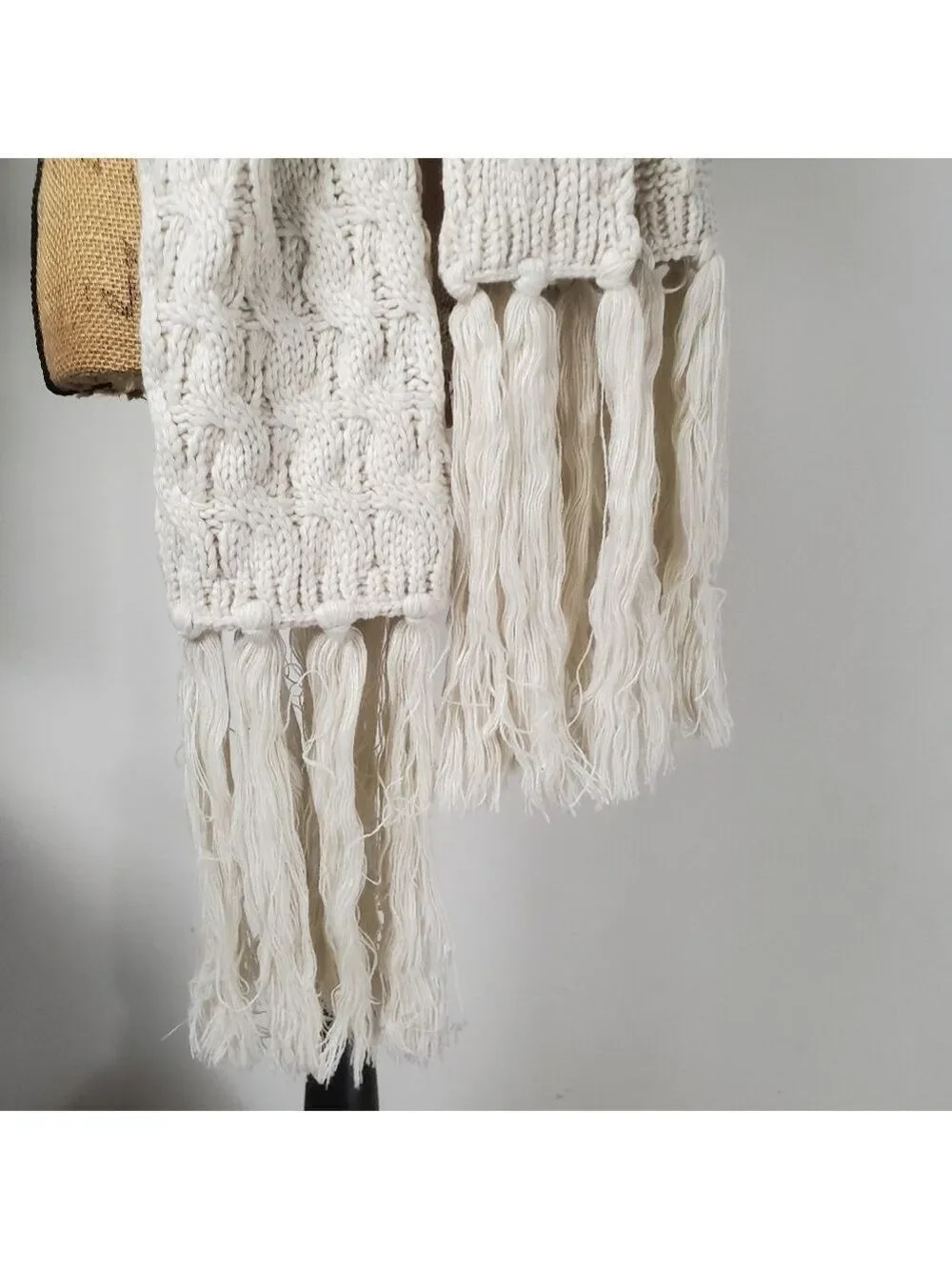 Treasure & Bond Cable Knit Scarf Or Accent Throw Cream Brown